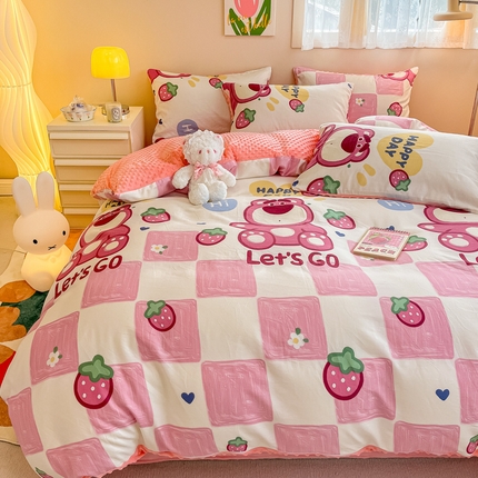 91家纺网 家纺一手货源 找家纺 （总）女子家纺 2024新款加厚保暖全棉加豆豆绒四件套