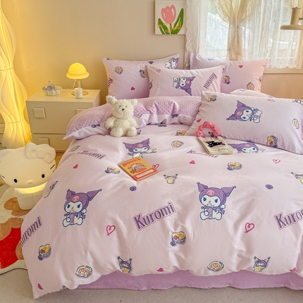 91家纺网 家纺一手货源 找家纺 （总）女子家纺 2024新款加厚保暖全棉加豆豆绒四件套