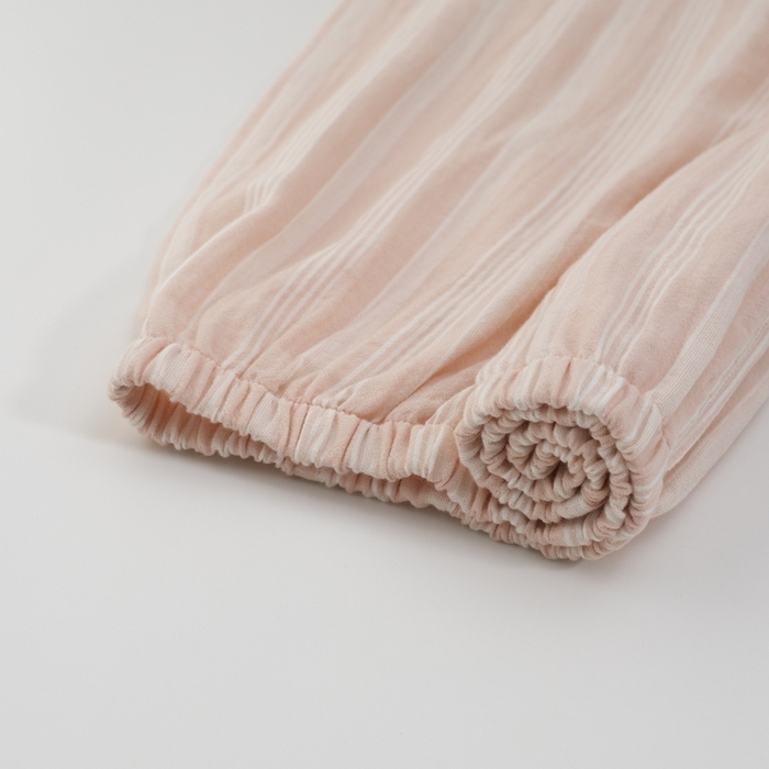 91家纺网 家纺一手货源 找家纺 玖弘家居 2024新款家居服系列-粉色条纹系列 粉条纹七分袖七分裤