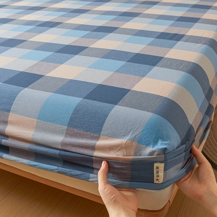 芬晴家纺 2024新款全棉色织防水床笠大床款 防水-英伦格