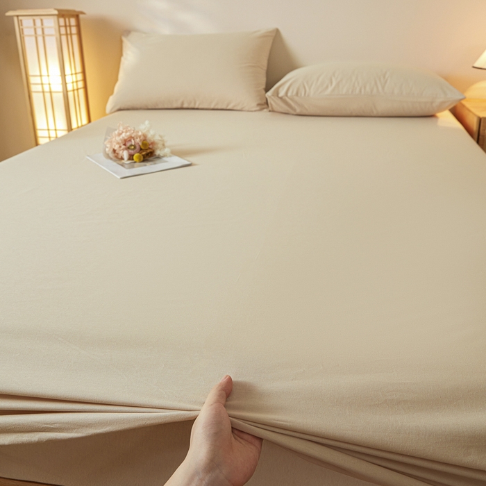 91家纺网 家纺一手货源 找家纺 芬晴家纺 2024新款全棉色织防水床笠大床款 防水-卡其