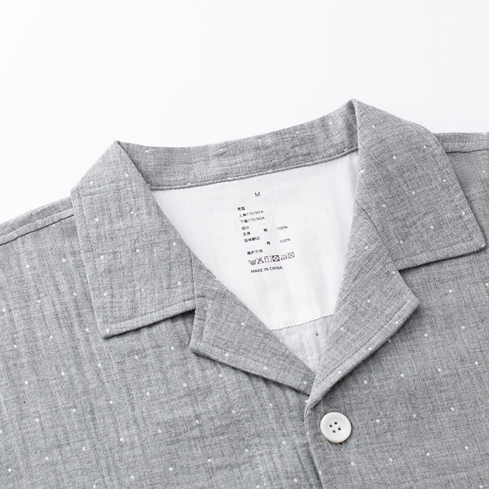 91家纺网 家纺一手货源 找家纺 玖弘家居 2025新款家居服系列-波点系列【控价 抖音79.9  视频号  89.9   小红书  89.9】 波点灰男长袖长裤