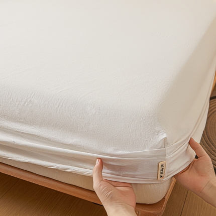 芬晴家纺 2024新款全棉色织防水床笠大床款 防水-奶白