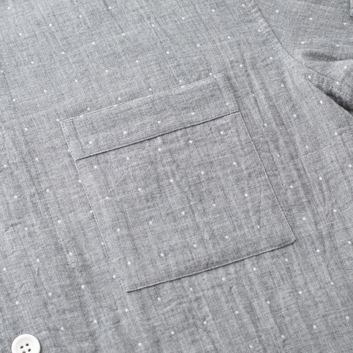 91家纺网 家纺一手货源 找家纺 玖弘家居 2025新款家居服系列-波点系列【控价 抖音79.9  视频号  89.9   小红书  89.9】 波点灰男长袖长裤