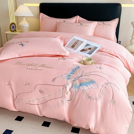 91家纺网 家纺一手货源 找家纺 （总）帝菲妮 2025新款国潮风臻柔棉加厚七彩琉璃绣绣花四件套-福蝶