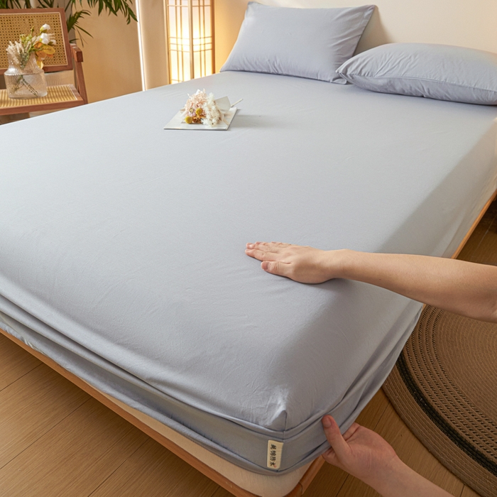 91家纺网 家纺一手货源 找家纺 芬晴家纺 2024新款全棉色织防水床笠大床款 防水-浅灰