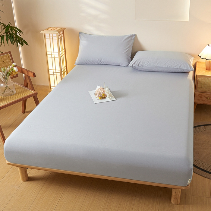 91家纺网 家纺一手货源 找家纺 芬晴家纺 2024新款全棉色织防水床笠大床款 防水-浅灰