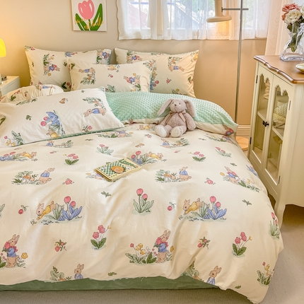 91家纺网 家纺一手货源 找家纺 （总）女子家纺 2024新款加厚保暖全棉加豆豆绒四件套