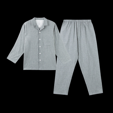 91家纺网 家纺一手货源 找家纺 玖弘家居 2025新款家居服系列-波点系列【控价 抖音79.9  视频号  89.9   小红书  89.9】 波点灰男长袖长裤