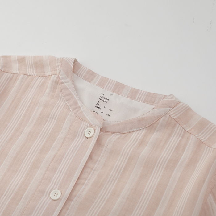 91家纺网 家纺一手货源 找家纺 玖弘家居 2024新款家居服系列-粉色条纹系列 粉条纹七分袖七分裤