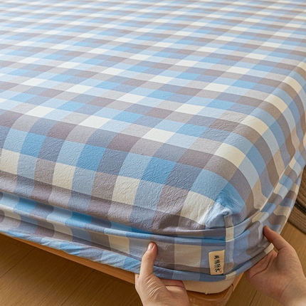 91家纺网 家纺一手货源 找家纺 芬晴家纺 2024新款全棉色织防水床笠大床款 防水-洛可可蓝