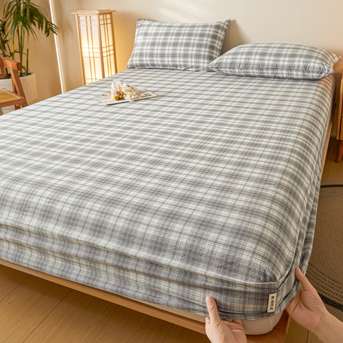 91家纺网 家纺一手货源 找家纺 芬晴家纺 2024新款全棉色织防水床笠大床款 防水-光年灰