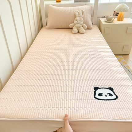 91家纺网 家纺一手货源 找家纺 芬晴家纺 2024新款A类母婴级毛巾绣夹棉床笠-萌猫-学生款 萌猫-卡其