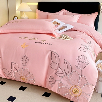 91家纺网 家纺一手货源 找家纺 （总）帝菲妮 2025新款国潮风臻柔棉加厚七彩琉璃绣绣花四件套-艾薇儿