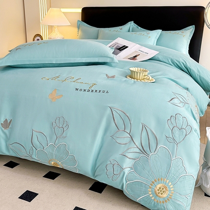 91家纺网 家纺一手货源 找家纺 （总）帝菲妮 2025新款国潮风臻柔棉加厚七彩琉璃绣绣花四件套-艾薇儿