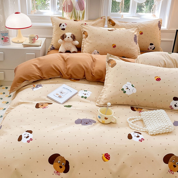 91家纺网 家纺一手货源 找家纺 世爵 2025新款磨毛印花单被套 俏皮小狗