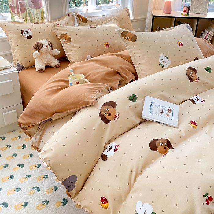 91家纺网 家纺一手货源 找家纺 世爵 2025新款磨毛印花单被套 俏皮小狗