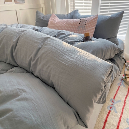 91家纺网 家纺一手货源 找家纺 （总）阿曼达 2024最新款奶fufu-ins博主风纯色、混搭、双色软软糯糯亲肤透气水洗m四件套（软糯舒适，非市场普通面料！！！）