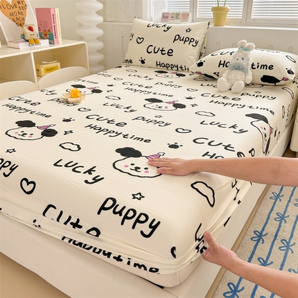 多品家纺 2024新款超柔水洗棉ins风单品床笠 字母家园