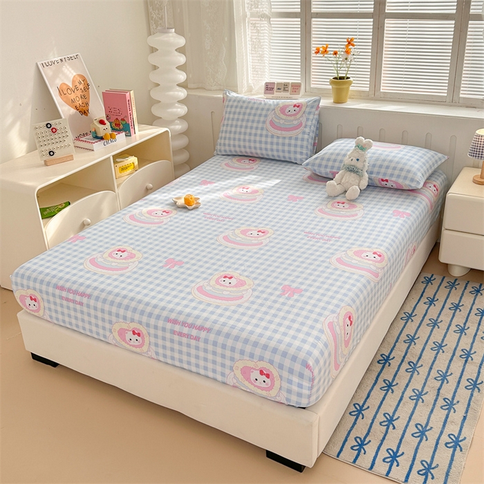 91家纺网 家纺一手货源 找家纺 多品家纺 2024新款超柔水洗棉ins风单品床笠 派对猫