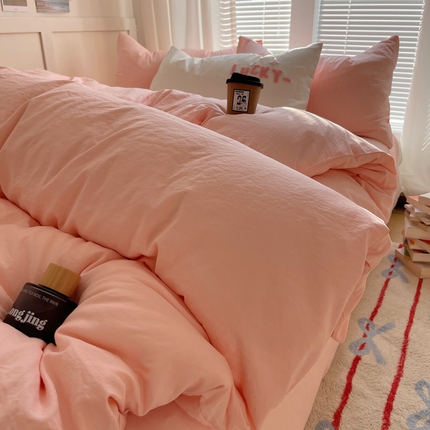 91家纺网 家纺一手货源 找家纺 （总）阿曼达 2024最新款奶fufu-ins博主风纯色、混搭、双色软软糯糯亲肤透气水洗m四件套（软糯舒适，非市场普通面料！！！）