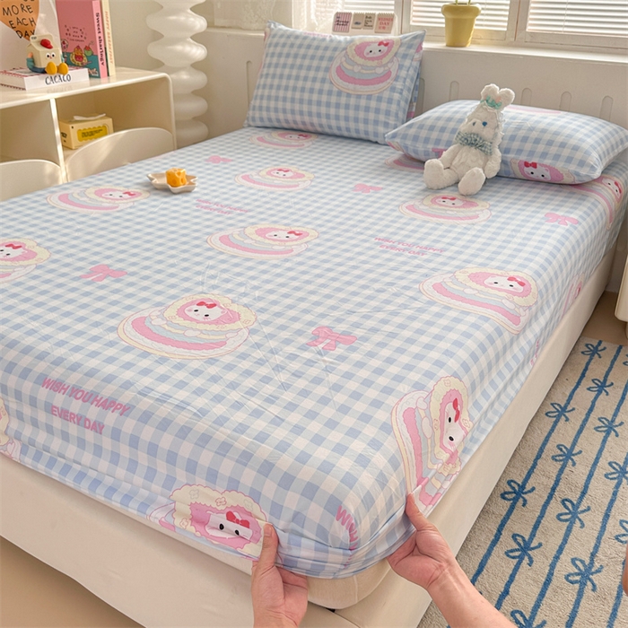 91家纺网 家纺一手货源 找家纺 多品家纺 2024新款超柔水洗棉ins风单品床笠 派对猫