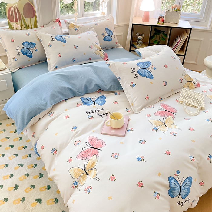 91家纺网 家纺一手货源 找家纺 世爵 2025新款磨毛印花单被套 游园戏蝶