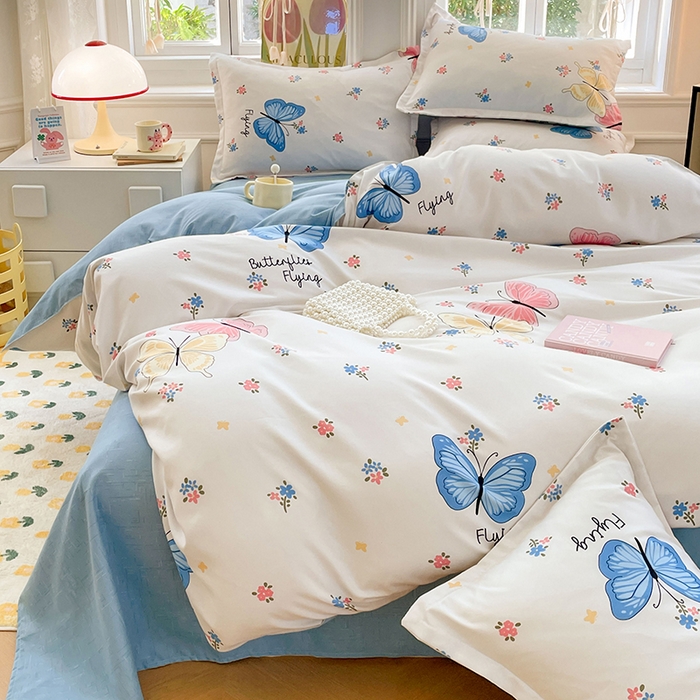 91家纺网 家纺一手货源 找家纺 世爵 2025新款磨毛印花单被套 游园戏蝶