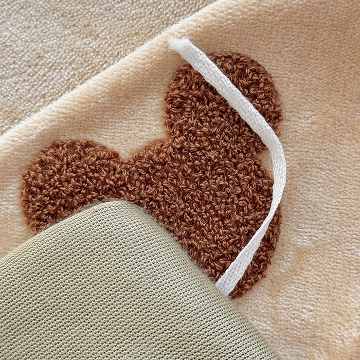 91家纺网 家纺一手货源 找家纺 满羽家纺 2024爆款冬季加厚毛巾绣牛奶绒四件套可爱熊-奶咖绿