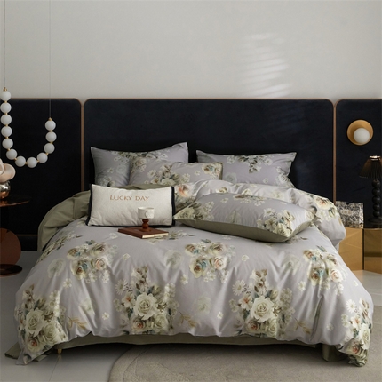 91家纺网 家纺一手货源 找家纺 (总) 优贝 2025新款60贡缎数码印花长绒棉四件套全棉四件套