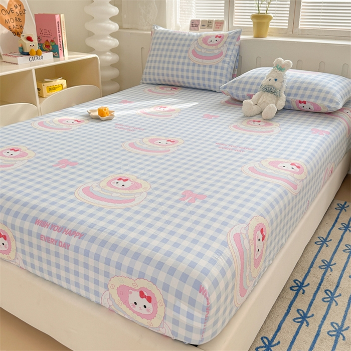 91家纺网 家纺一手货源 找家纺 多品家纺 2024新款超柔水洗棉ins风单品床笠 派对猫