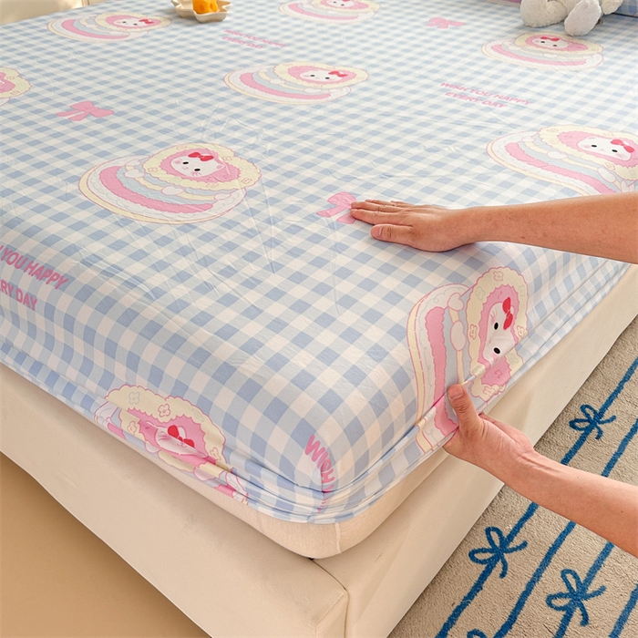 91家纺网 家纺一手货源 找家纺 多品家纺 2024新款超柔水洗棉ins风单品床笠 派对猫