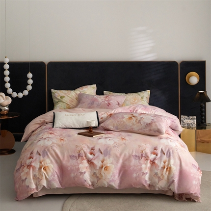 91家纺网 家纺一手货源 找家纺 (总) 优贝 2025新款60贡缎数码印花长绒棉四件套全棉四件套