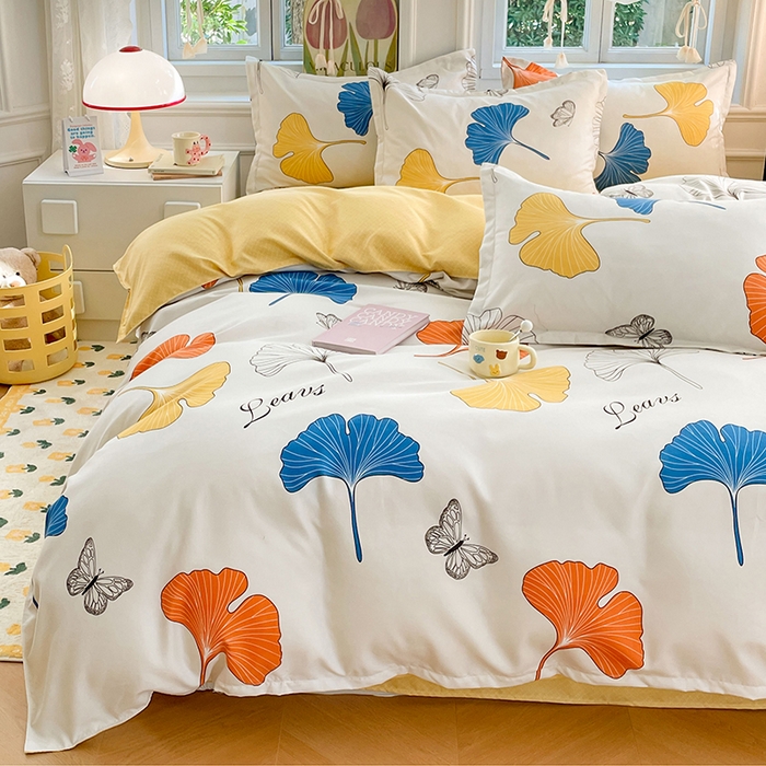 91家纺网 家纺一手货源 找家纺 世爵 2025新款磨毛印花单被套 银杏叶