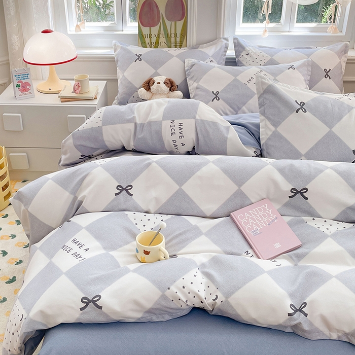 91家纺网 家纺一手货源 找家纺 世爵 2025新款磨毛印花单被套 棋盘格