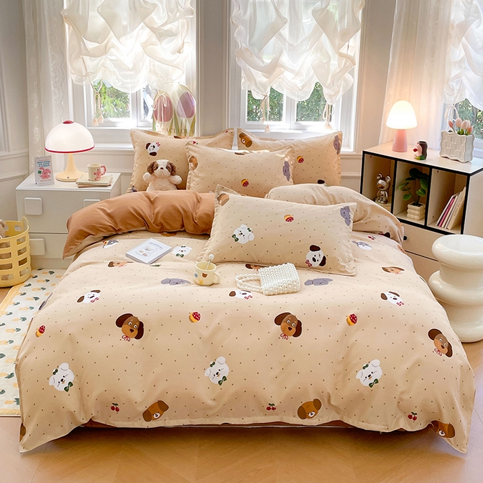 91家纺网 家纺一手货源 找家纺 世爵 2025新款磨毛印花单被套 俏皮小狗