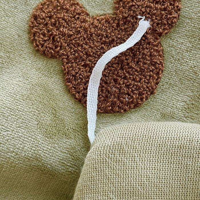 91家纺网 家纺一手货源 找家纺 满羽家纺 2024爆款冬季加厚毛巾绣牛奶绒四件套可爱熊-绿雅灰