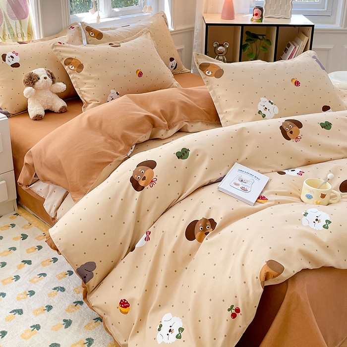 91家纺网 家纺一手货源 找家纺 世爵 2025新款磨毛印花单被套 俏皮小狗