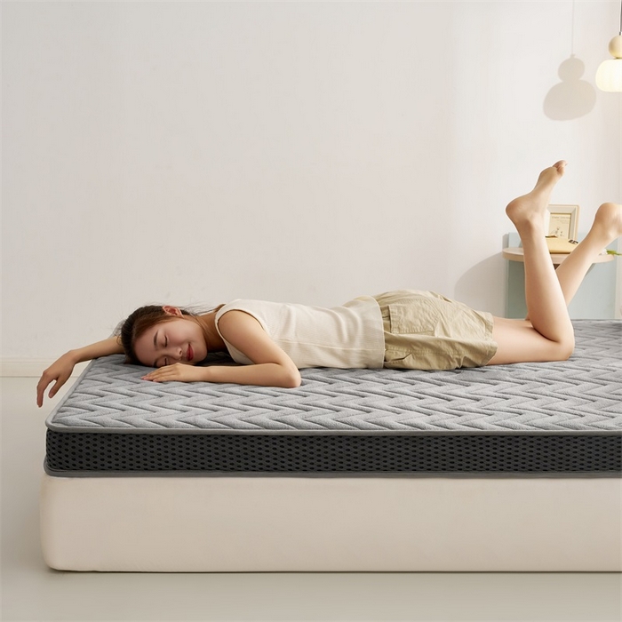 91家纺网 家纺一手货源 找家纺 锦丝钰床垫 2025新款牛奶绒乳胶记忆棉立体床垫 灰