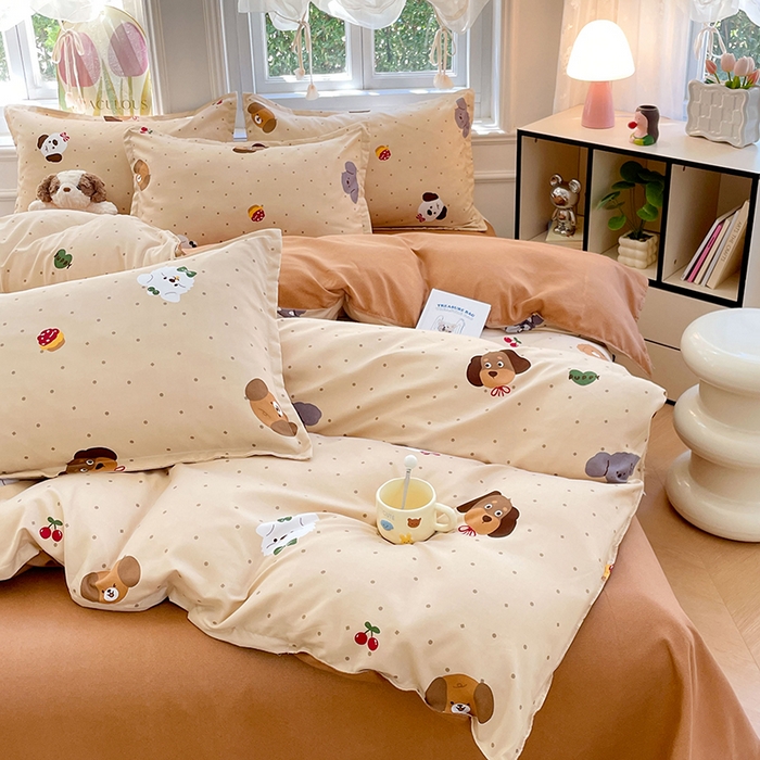 91家纺网 家纺一手货源 找家纺 世爵 2025新款磨毛印花单被套 俏皮小狗