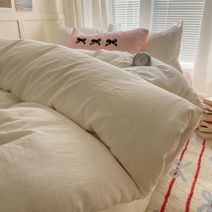 91家纺网 家纺一手货源 找家纺 （总）阿曼达 2024最新款奶fufu-ins博主风纯色、混搭、双色软软糯糯亲肤透气水洗m四件套（软糯舒适，非市场普通面料！！！）