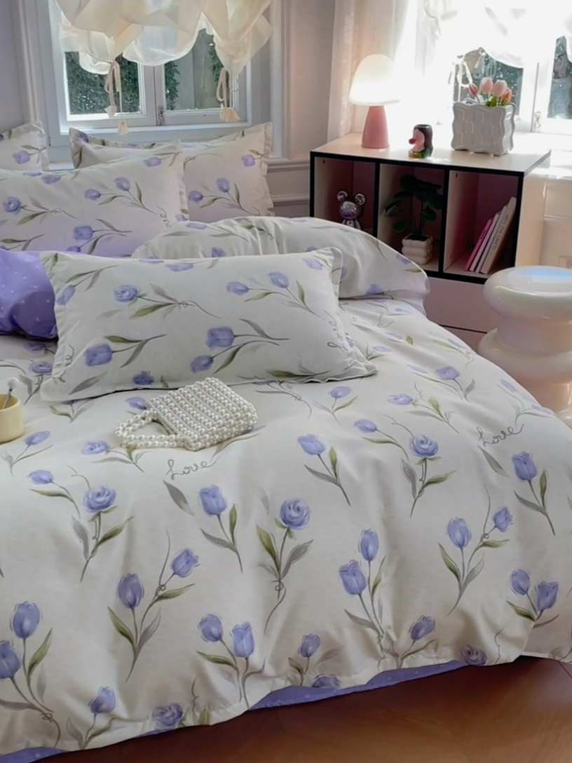 91家纺网 家纺一手货源 找家纺 世爵 2025新款磨毛印花单被套 洛川微香