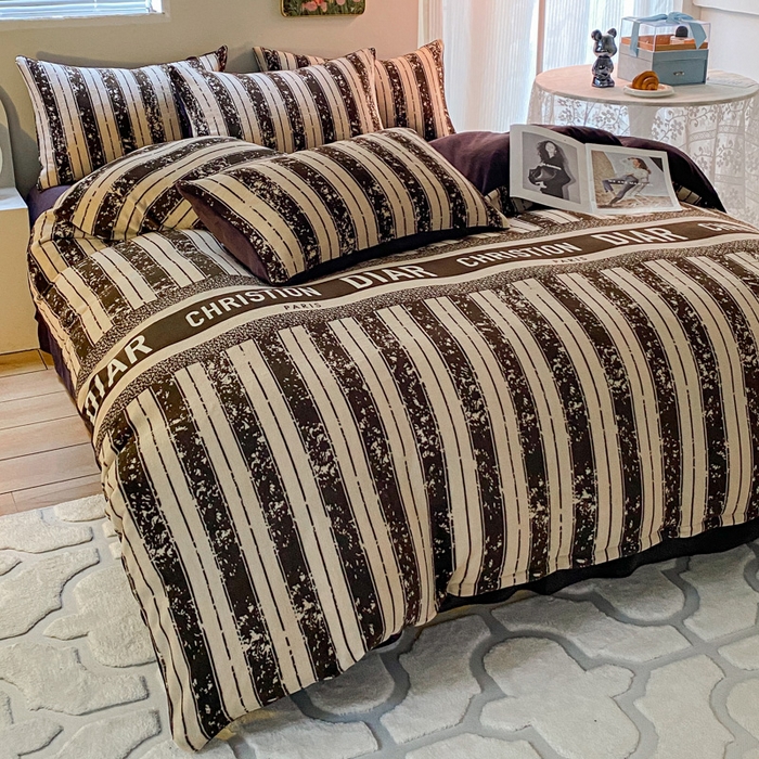 91家纺网 家纺一手货源 找家纺 斯卡诺家纺2025新款小清新双面牛奶绒印花四件套 印象