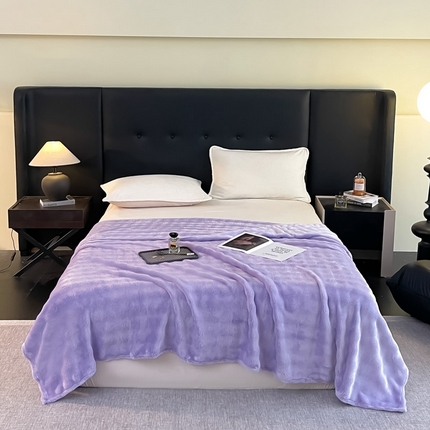 91家纺网 家纺一手货源 找家纺 一帆毯业 免费压缩抽空 300克 仿兔毛泡泡绒高克重法莱绒牛奶绒珊瑚绒兔兔卷边毛毯（外贸跨境供货） 香芋紫