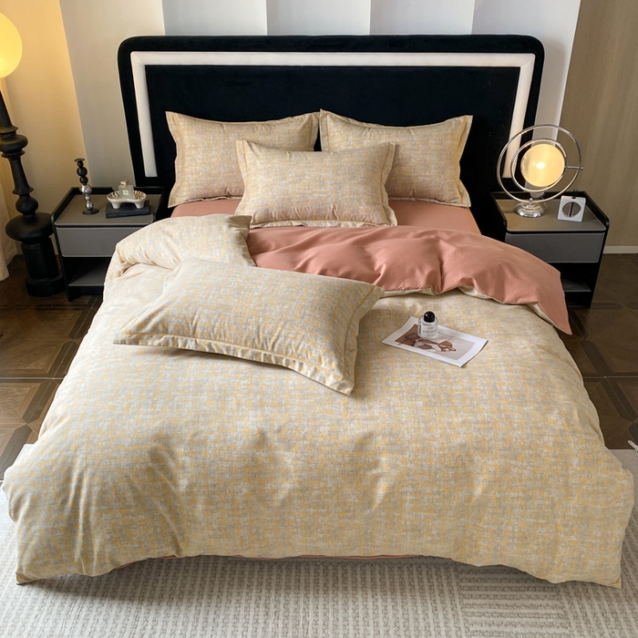 91家纺网 家纺一手货源 找家纺 大吉  2024新款加厚喷气全棉磨毛被套印象-咖