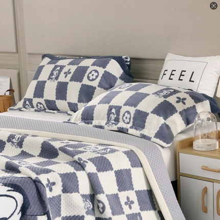 91家纺网 家纺一手货源 找家纺 （总）梦精灵家纺 2025新款软糯舒适牛奶绒印花单品-单枕套