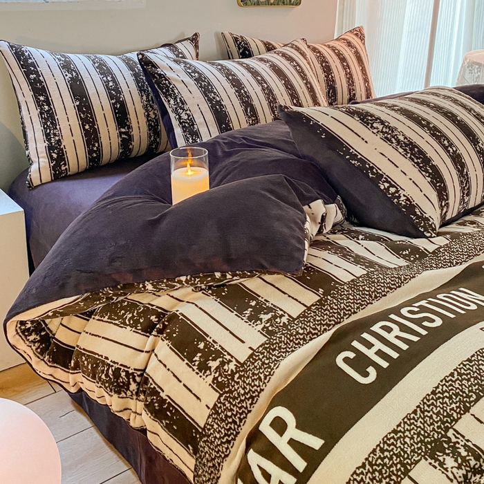 91家纺网 家纺一手货源 找家纺 斯卡诺家纺2025新款小清新双面牛奶绒印花四件套 印象