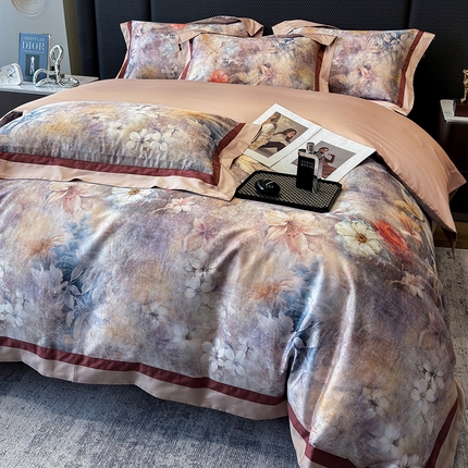 91家纺网 家纺一手货源 找家纺 （总）东方名伶 2025新款全棉数码印花长绒棉四件套