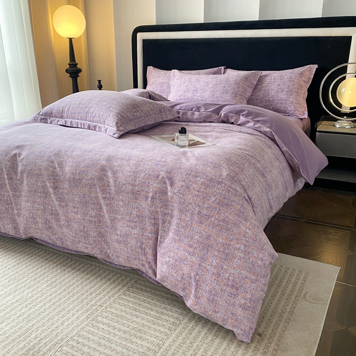 91家纺网 家纺一手货源 找家纺 大吉  2024新款加厚喷气全棉磨毛被套印象-紫