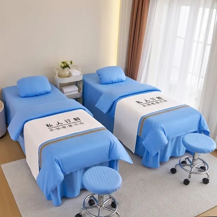 91家纺网 家纺一手货源 找家纺 乐逸家纺 2024新款全棉花边系列四季美 容床罩 全棉花边天空蓝